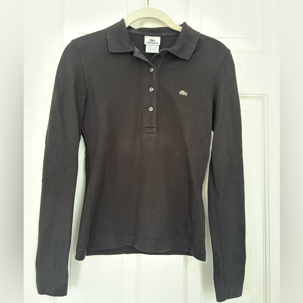 Lacoste Black Long Sleeve Polo